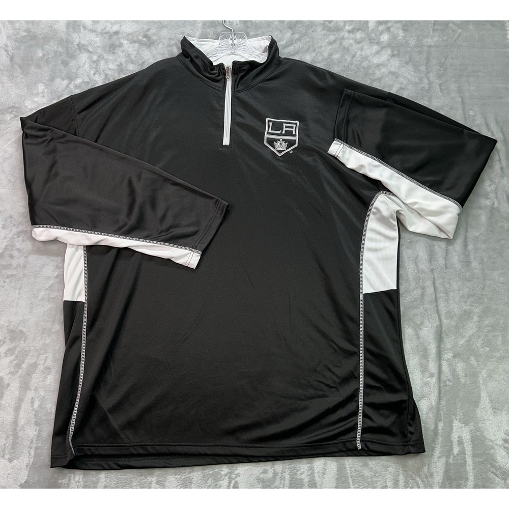 Majestic Authentic NHL LA Kings Quarter Zip Pullover Black Men 3XL Hockey Active